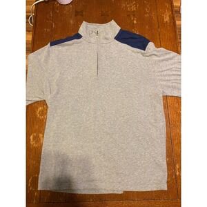 Brooks Brothers Men's XL 1/4 Zip Pullover Gray Navy Cotton Short Sleeve Shirt